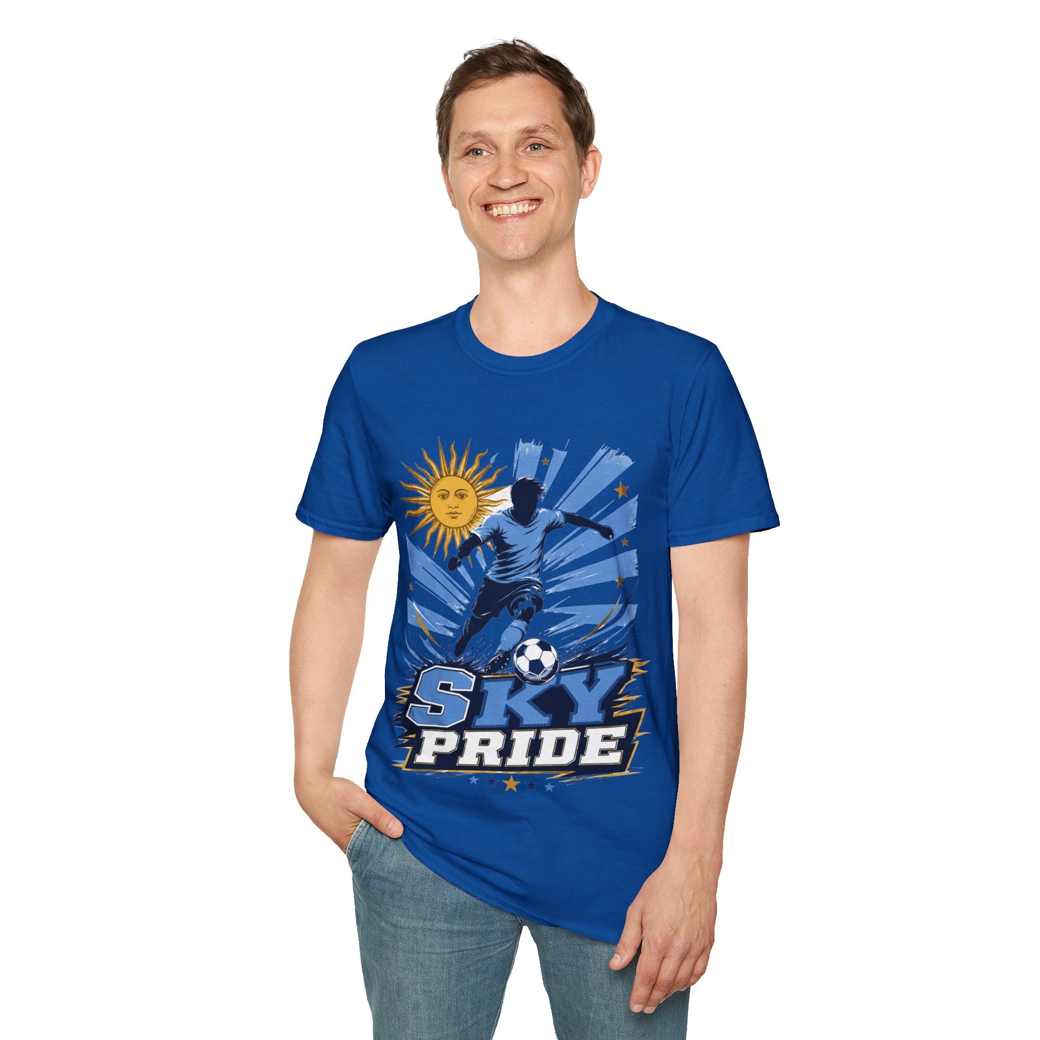 Uruguay Soccer Sky Pride T-Shirt — Argentina Sun Football Graphic Tee