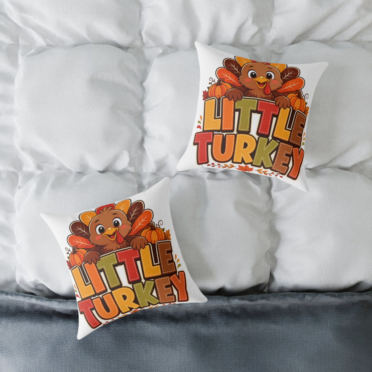 Little Turkey Thanksgiving Pillow — Cute Kids Holiday Throw Pillow