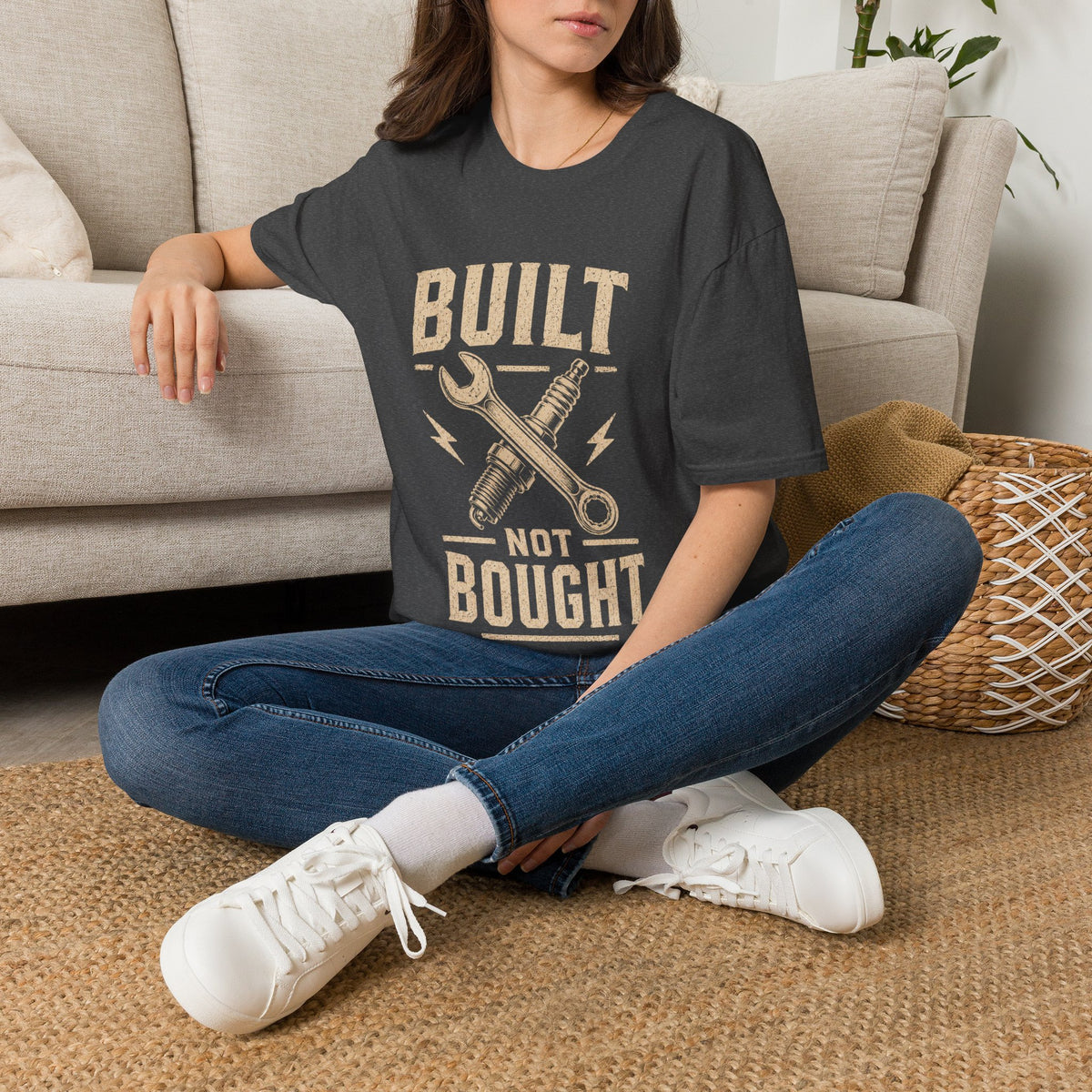 Built Not Bought T-Shirt — Vintage Mechanic DIY Garage Tee