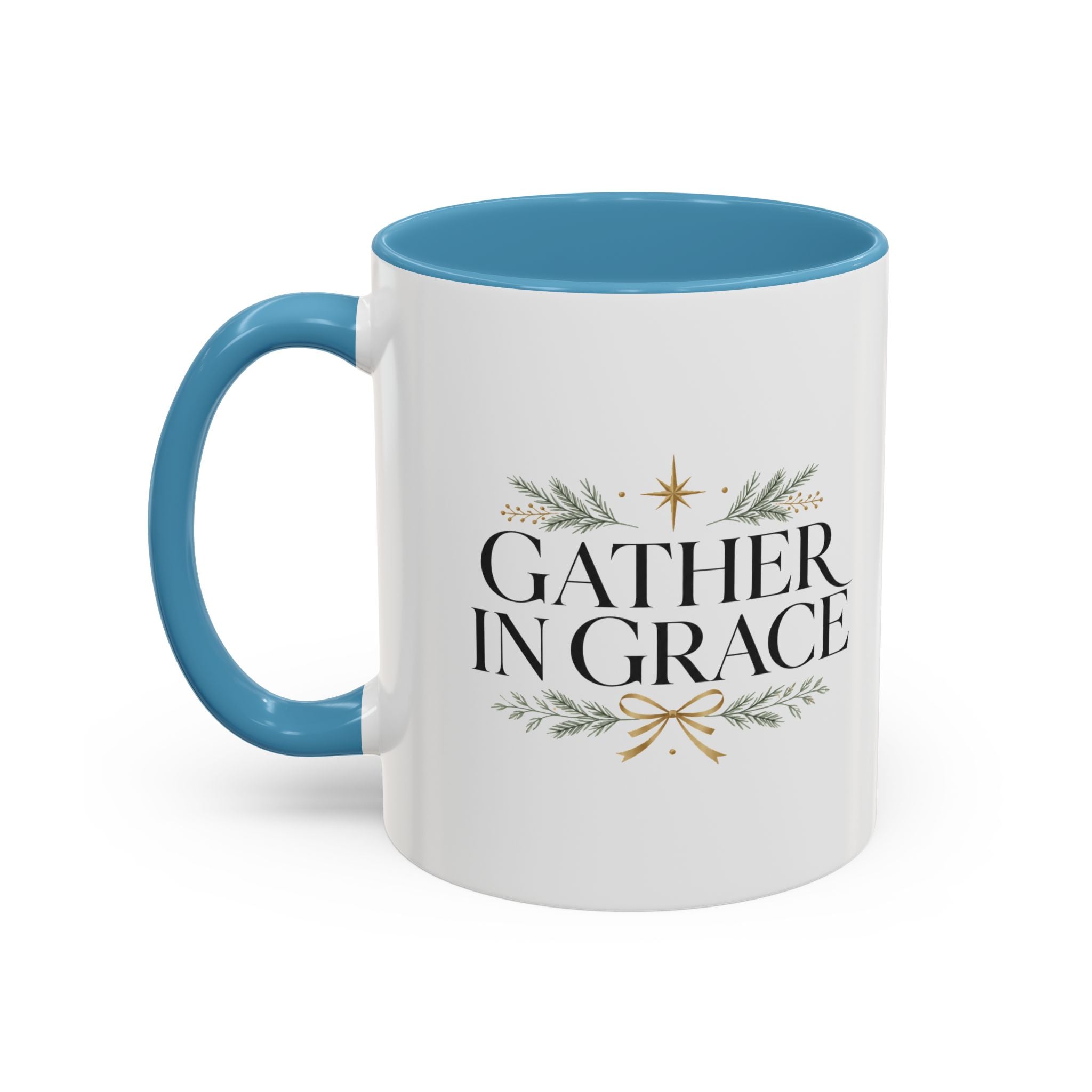 Christmas Gather in Grace Coffee Mug — Inspirational Holiday Accent Mug