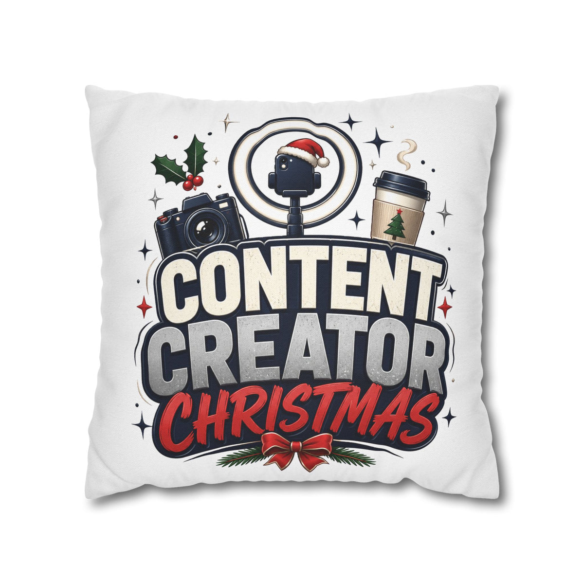 Content Creator Christmas Pillowcase Modern Day Christmas  — Holiday Social Media Creator Gift
