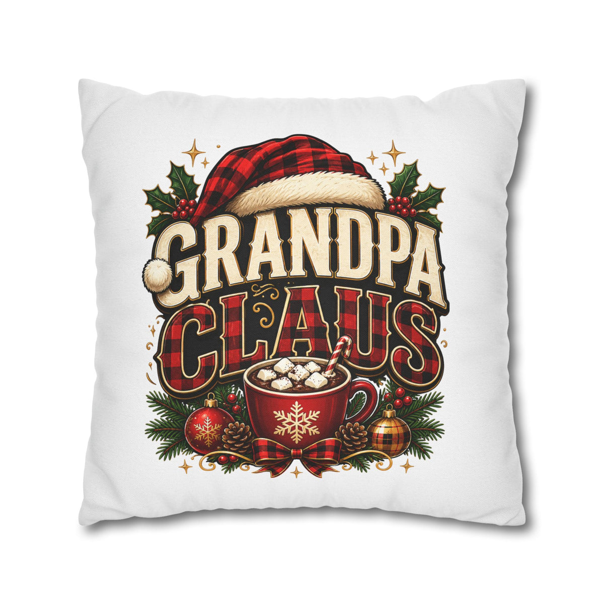 Christmas Grandpa Claus Holiday Pillowcase – Festive Christmas Throw Pillow Cover