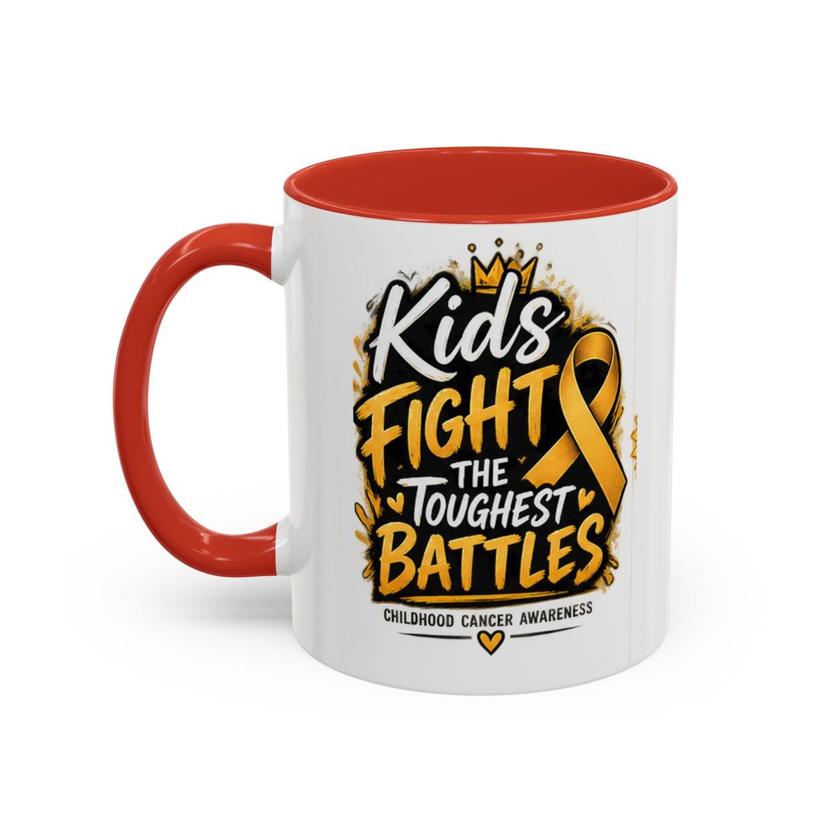Kids Fight The Toughest Battles Accent Coffee Mug — Childhood Cancer Awareness 11/15oz