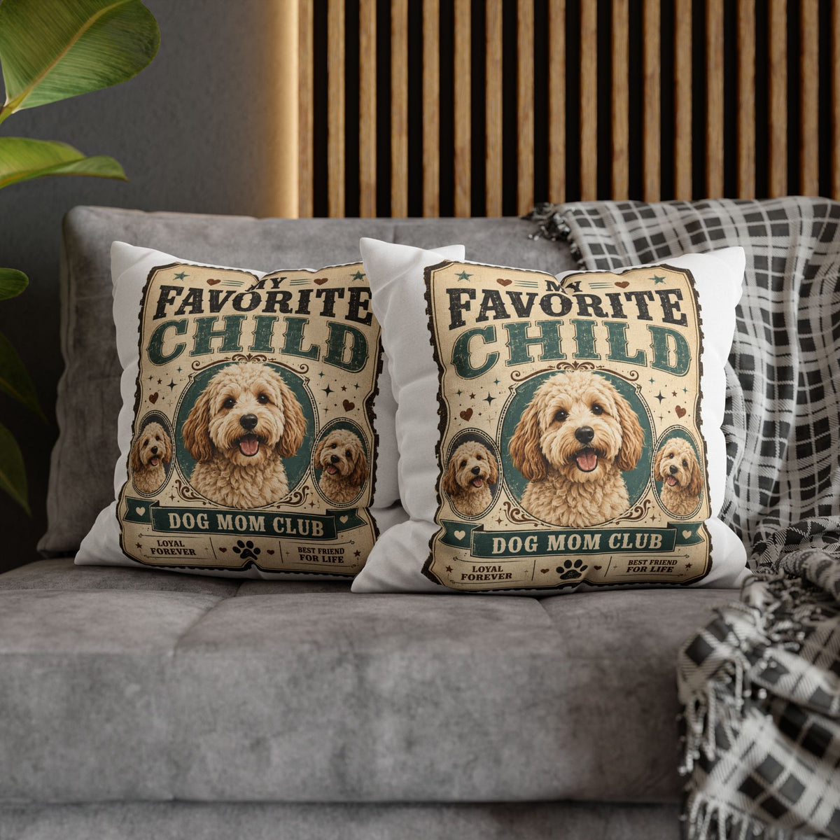My Favorite Child Dog Mom Club Pillowcase Milo Bailey Dog Dad Mom – Cute Doodle Pet Throw Pillow