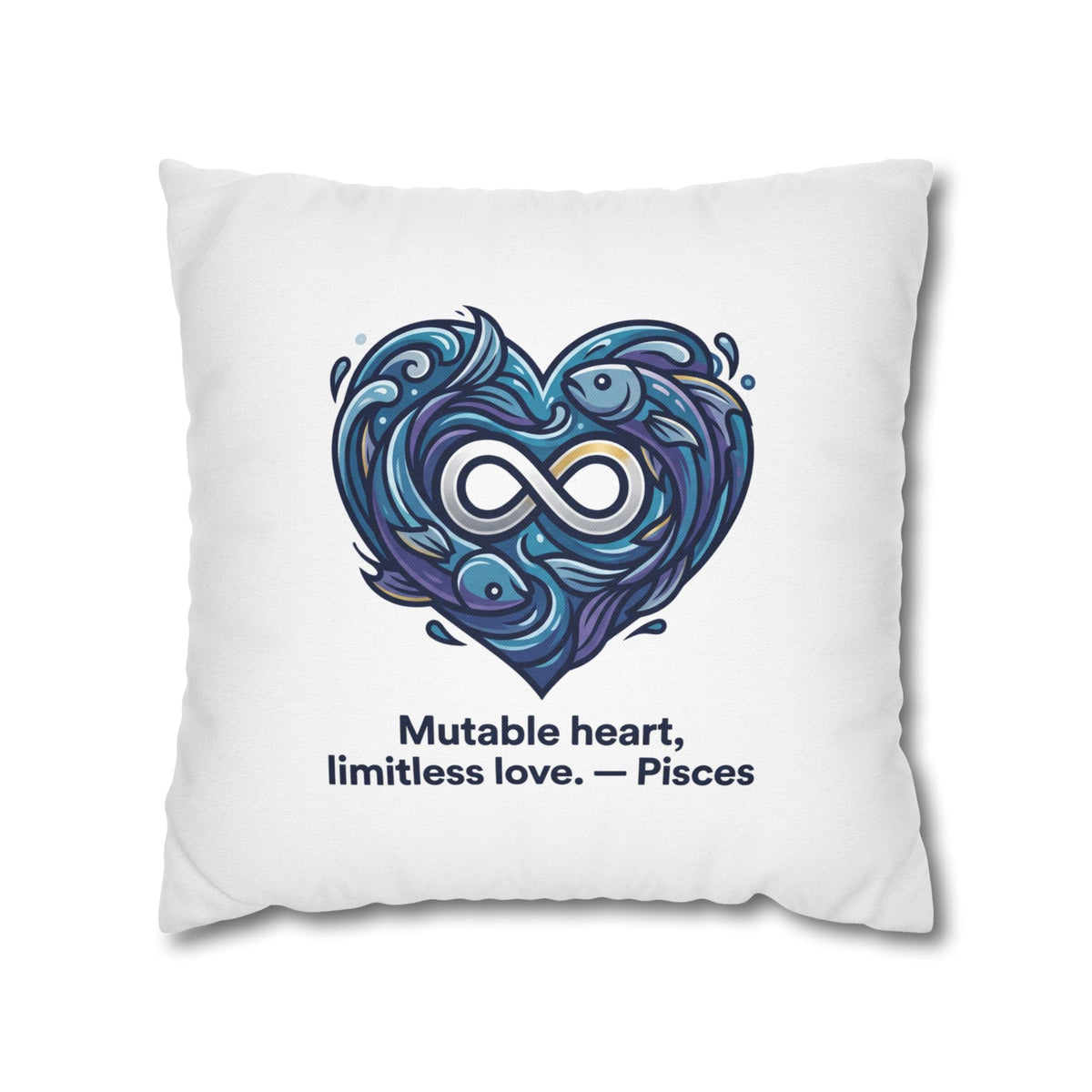 Pisces Infinity Heart Pillowcase — "Mutable heart, limitless love."