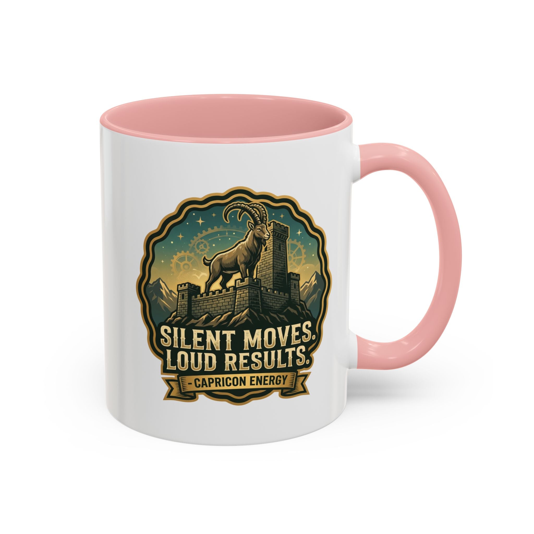 Capricorn Coffee Mug - "Silent Moves. Loud Results." Zodiac Goat Accent Mug