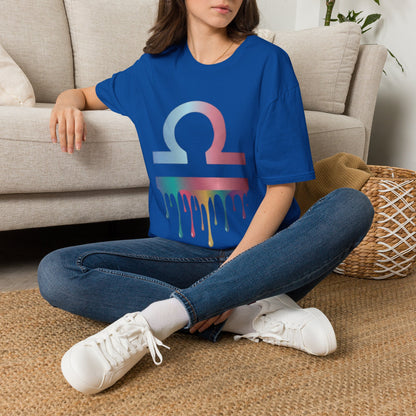 Omega Symbol T-Shirt — Pastel Gradient Drip Design