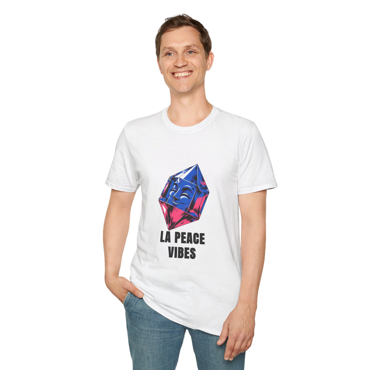 Peace Vibes T-Shirt — Blue Crystal Smiling Buddha Graphic Tee - Trending Now - August 2026