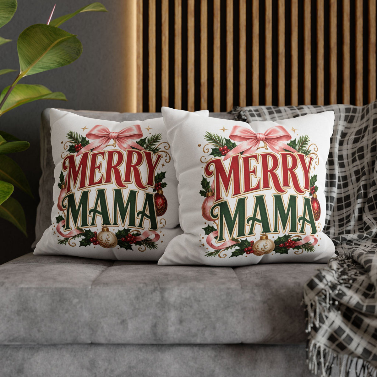 Merry Mama Christmas Pillowcase — Festive Holiday Decorative Pillow Cover