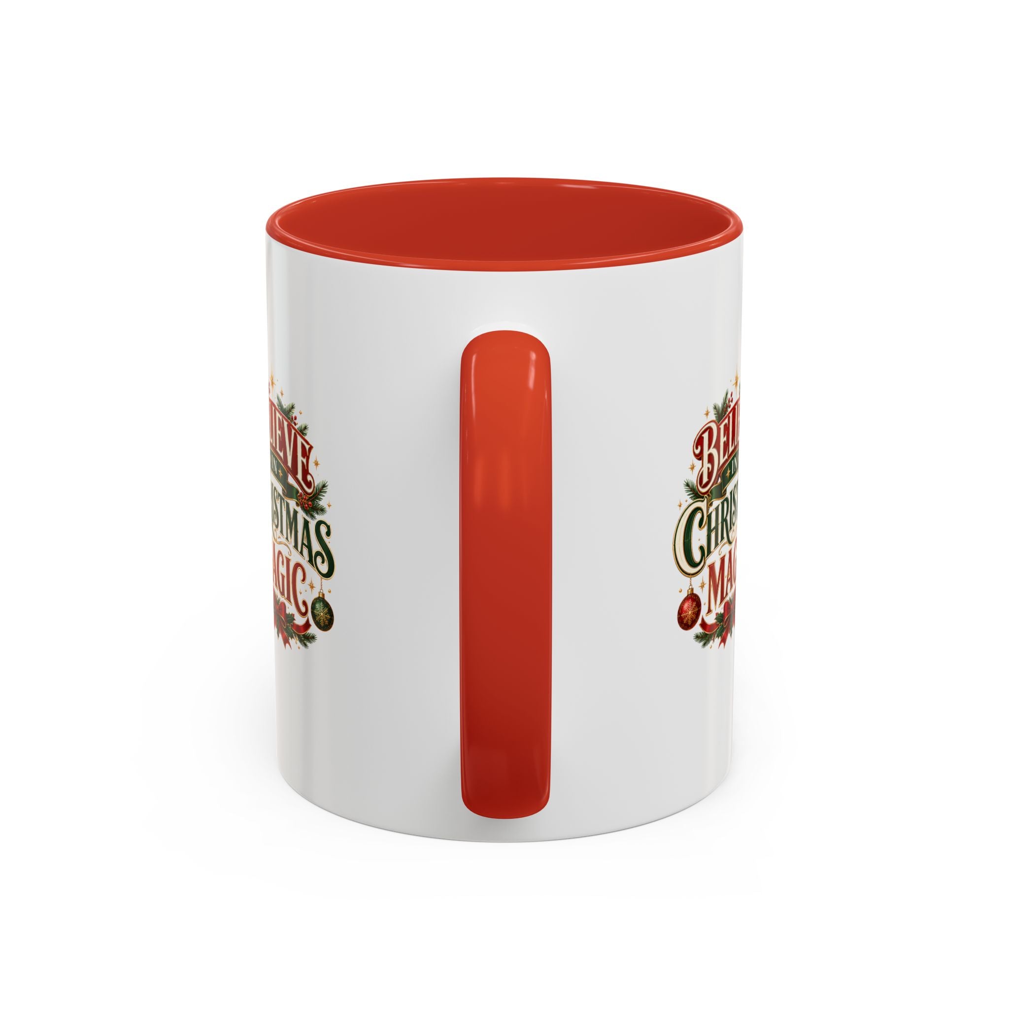Believe in Christmas Magic Accent Coffee Mug — Festive Holiday ,Ceramic