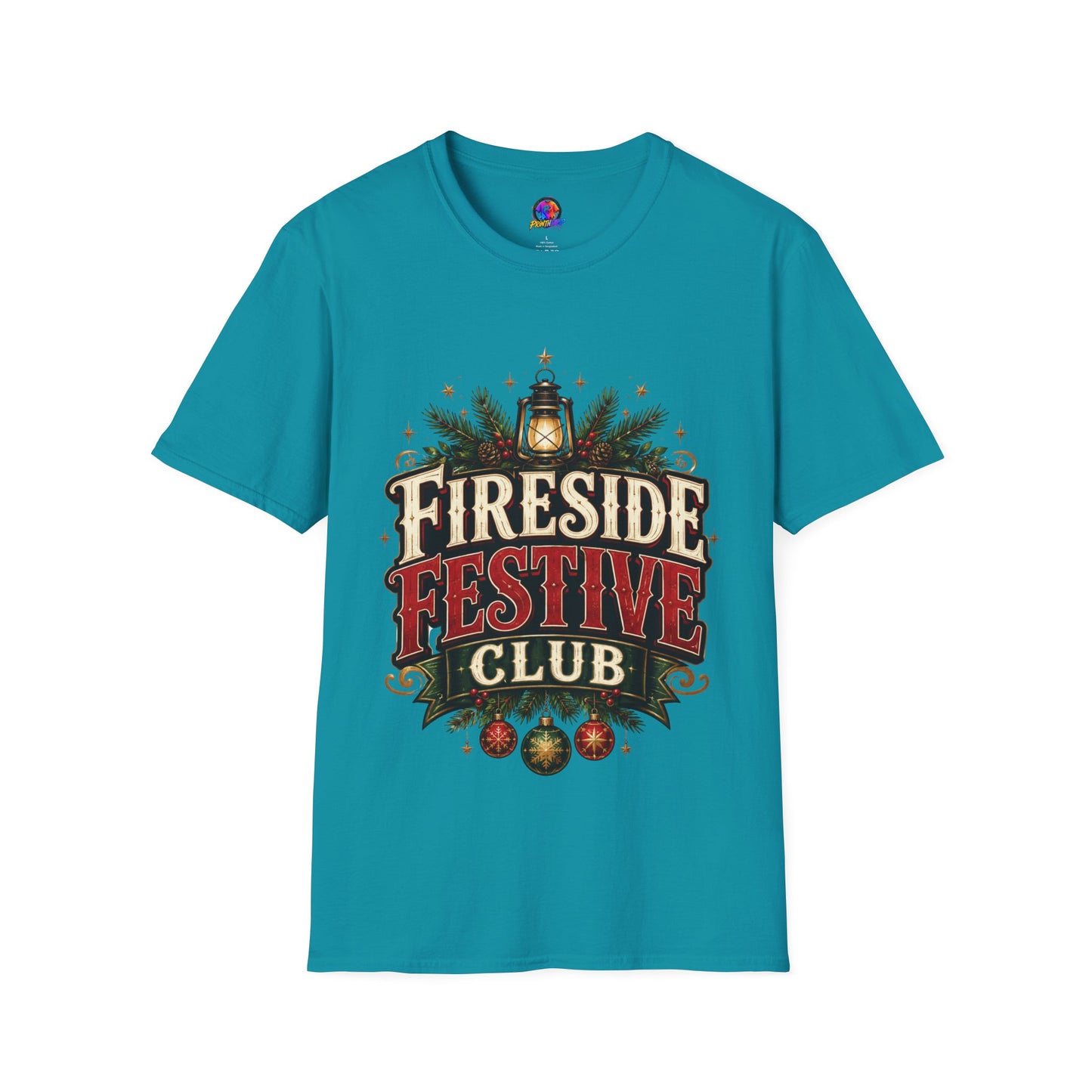Fireside Festive Club T-Shirt — Cozy Holiday Lantern Graphic Tee