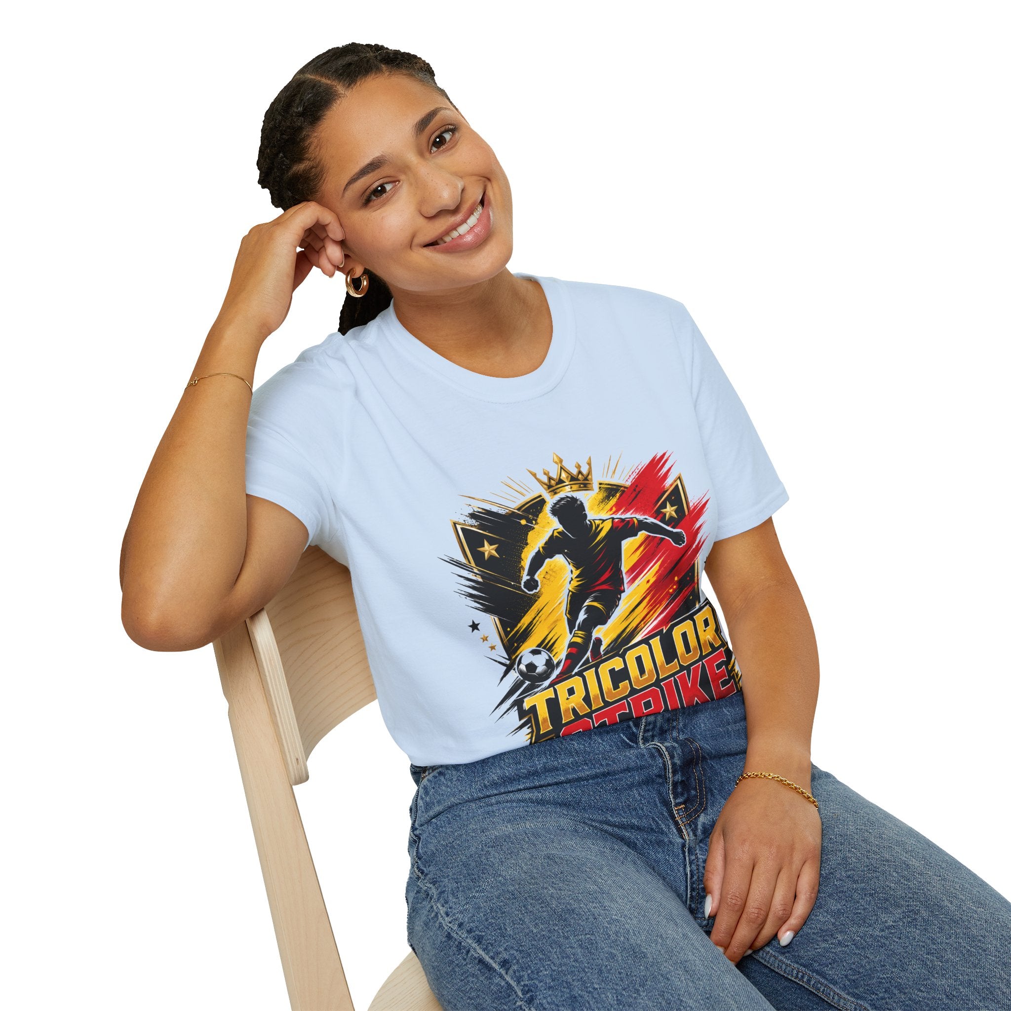 Belgium Soccer T-Shirt — 'Tricolor Strike' Graphic Jersey Tee