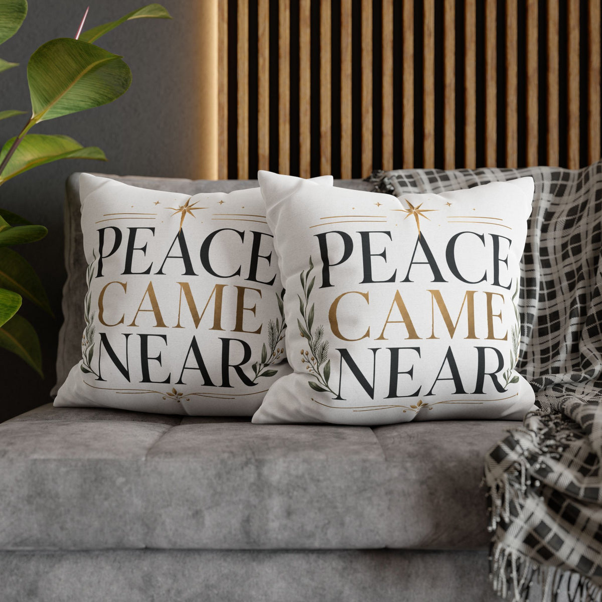 Christmas Peace Came Near Square Pillow — Christmas Holiday Decorative Throw Pillowcase