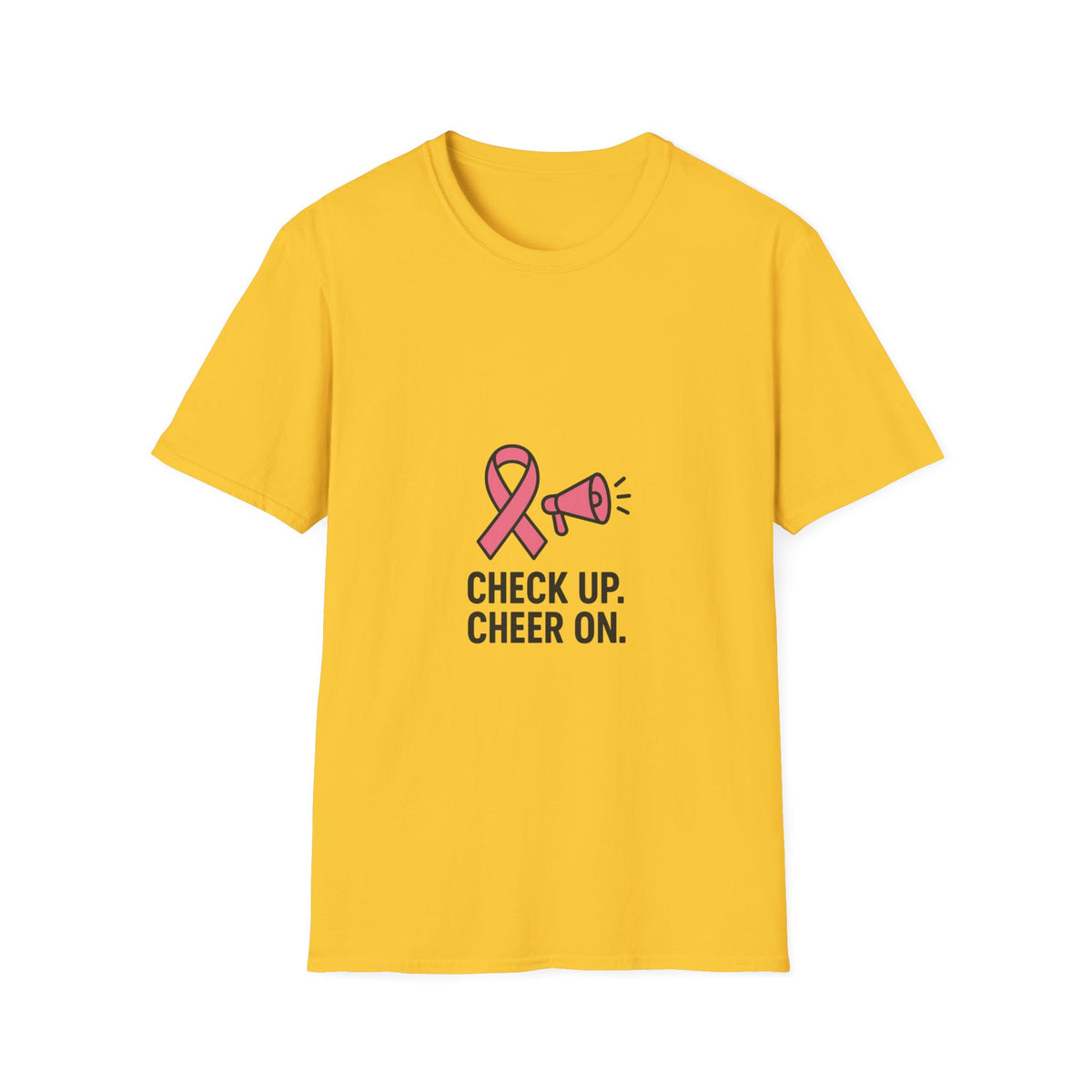 Breast Cancer Awareness T-Shirt — "Check Up. Cheer On." Pink Ribbon Design - Trending Now - October 2026