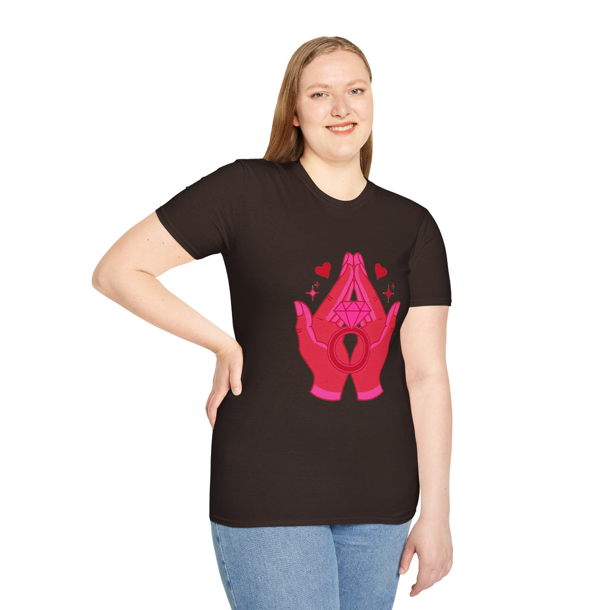 Manifested Hands Graphic T-Shirt — Pink Prayer Hands with Hearts - Trending Now - September 2026