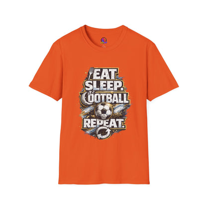 Football 'Eat Sleep Football Repeat' T-Shirt — Vintage Soccer Fan Tee