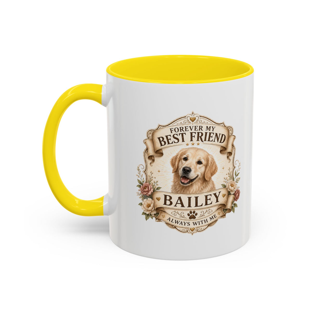 Milo Bailey Dog Dad Mom Personalized Dog Coffee Mug – "Forever My Best Friend" Golden Retriever Accent Mug