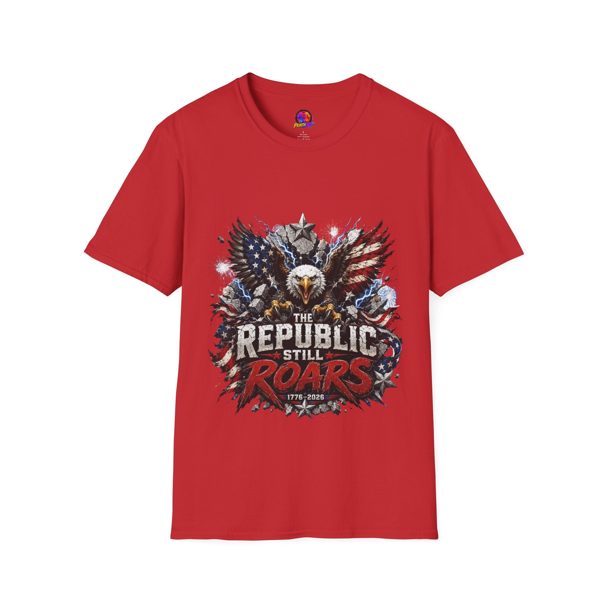 Patriotic Eagle T-Shirt — "The Republic Still Roars" | American Flag Graphic