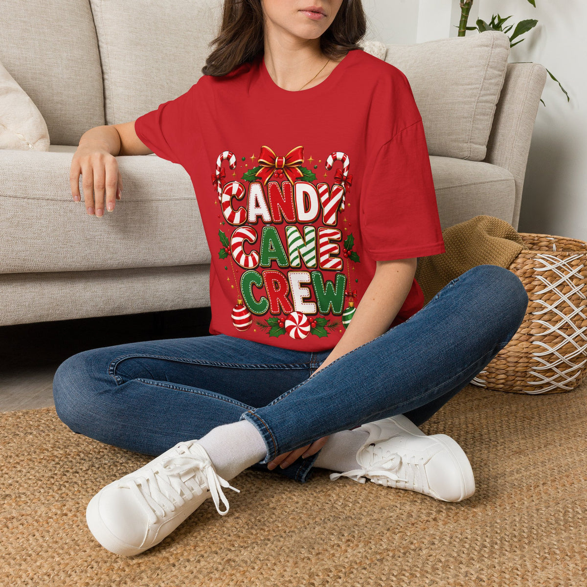 Candy Cane Crew T-Shirt — Festive Christmas Holiday Tee