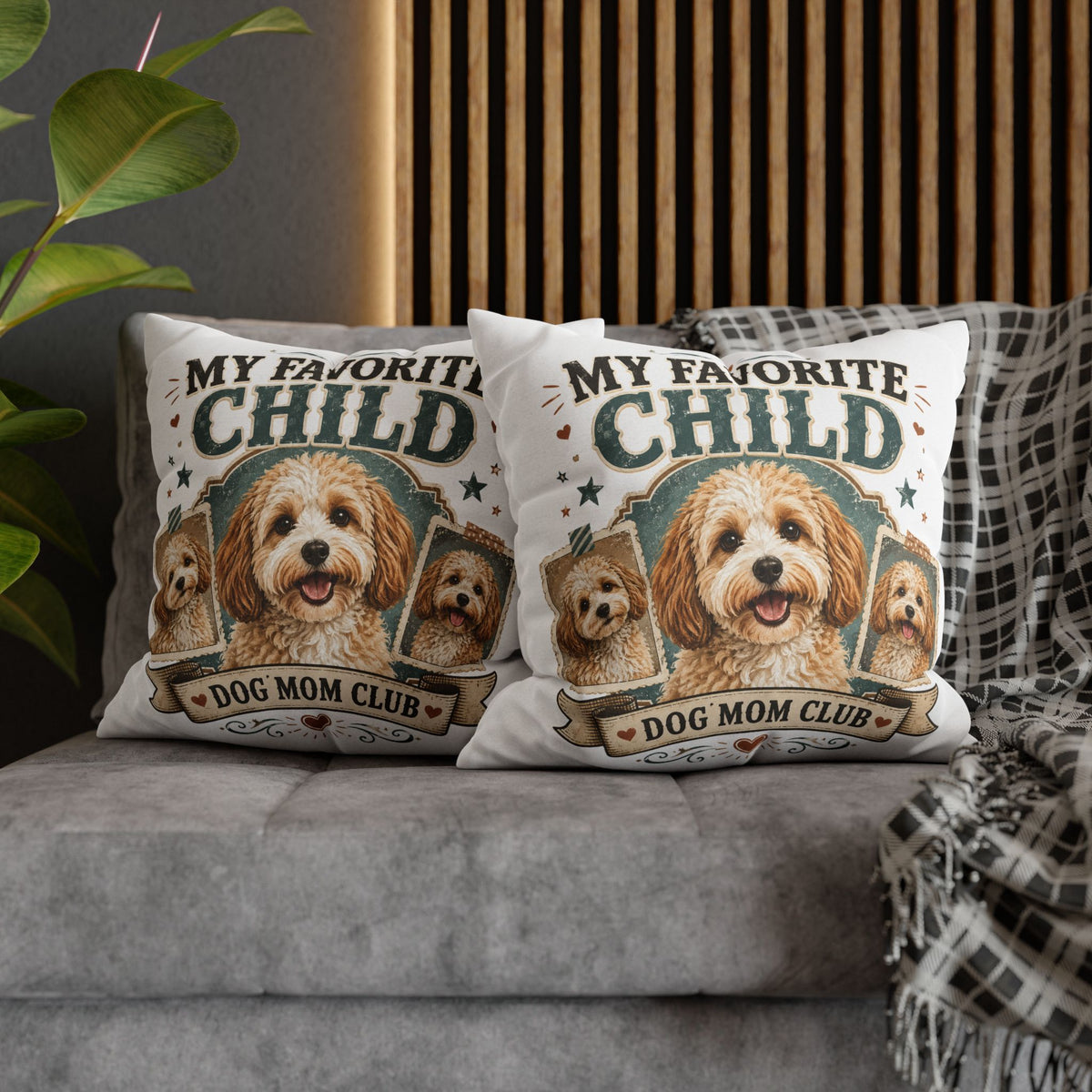 My Favorite Child Dog Mom Club Pillowcase Milo Bailey Dog Dad Mom - Cute Doodle Pet Throw Pillow Cover