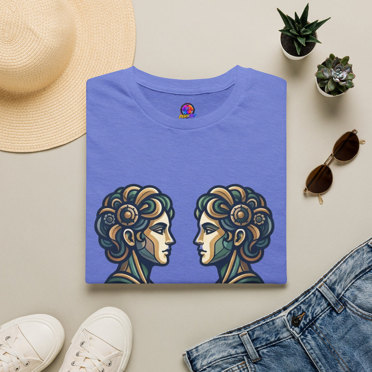 Gemini Zodiac T‑Shirt — Vintage Twins Astrology Tee ("Gemini: Jack of All Trades")