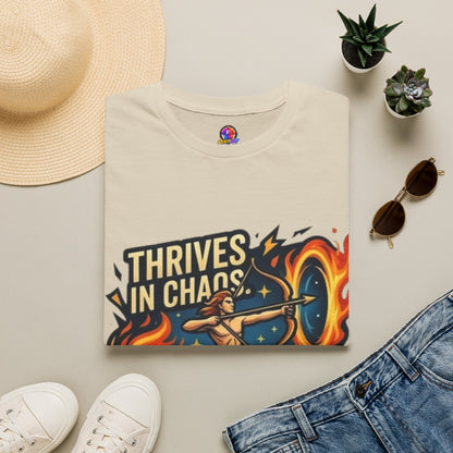Sagittarius Archer T‑Shirt — "Thrives in Chaos" Zodiac Fire Sign Tee