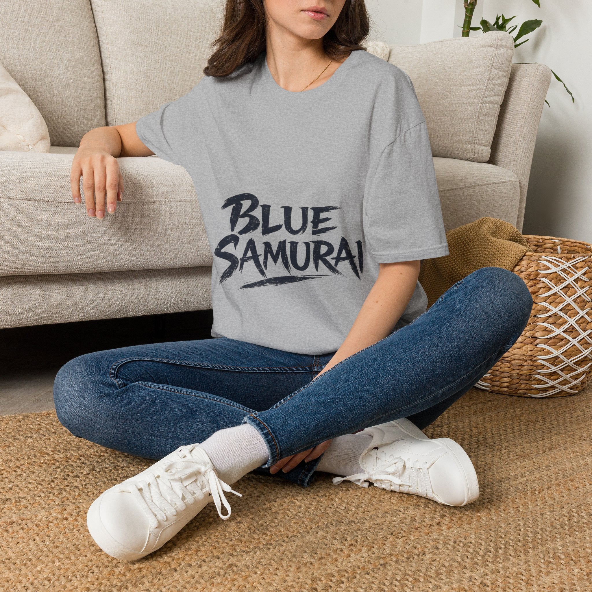Japan Blue Samurai T-Shirt — Bold Brushstroke Graphic Tee
