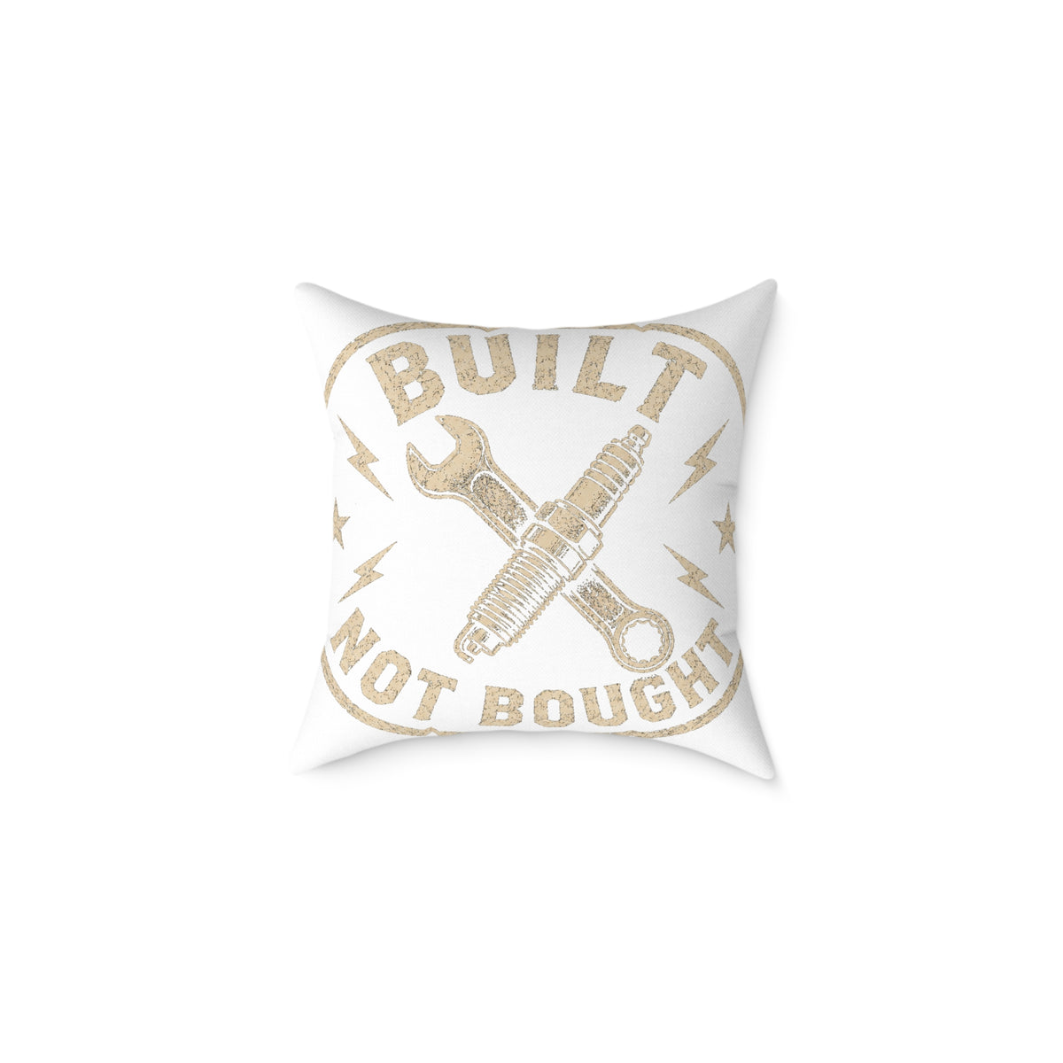 Built Not Bought Throw Pillow  Milo Bailey Dog Dad Mom— Mechanics & DIY Garage Accent