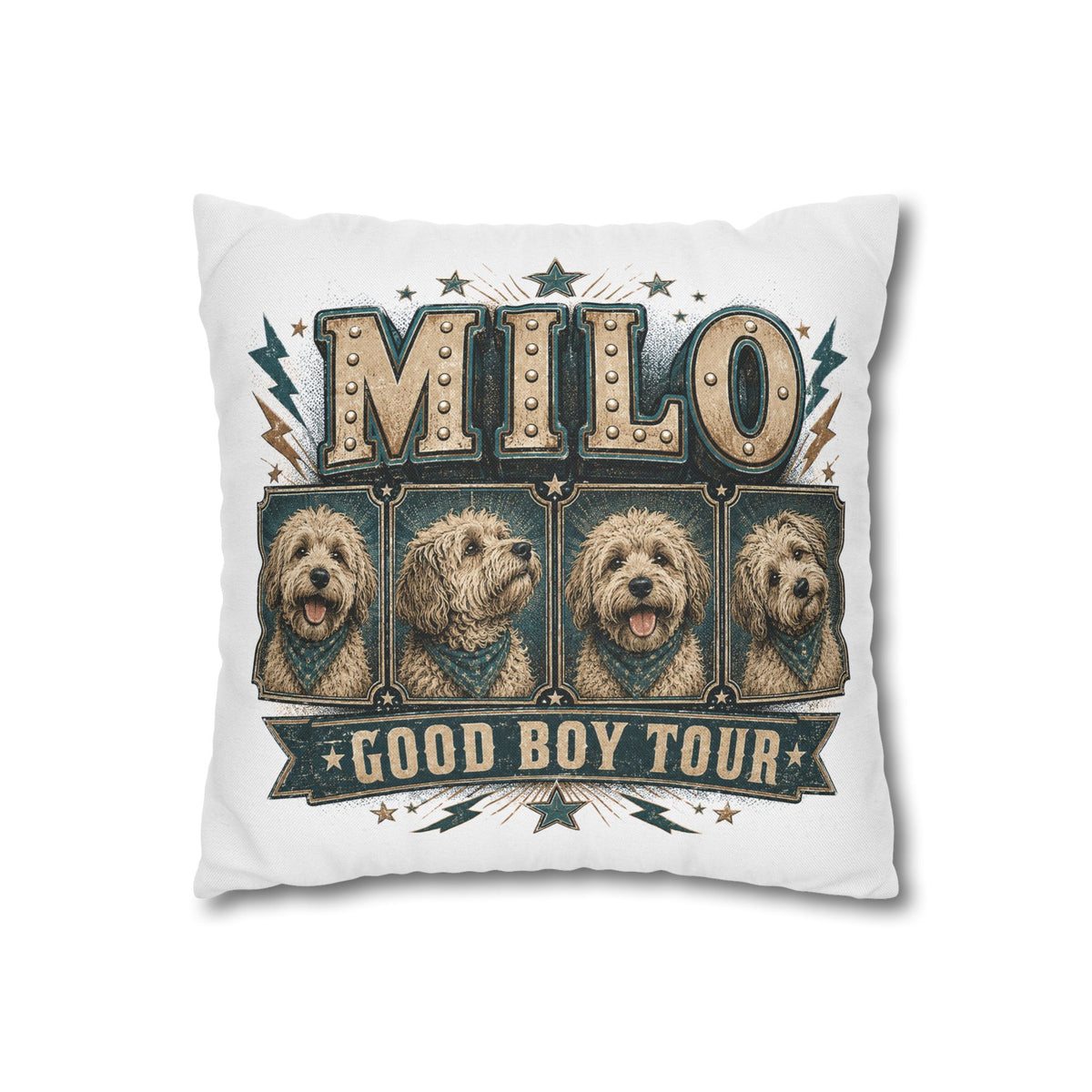 Milo "Good Boy Tour" Dog Photo Throw Pillowcase Milo Bailey Dog Dad Mom