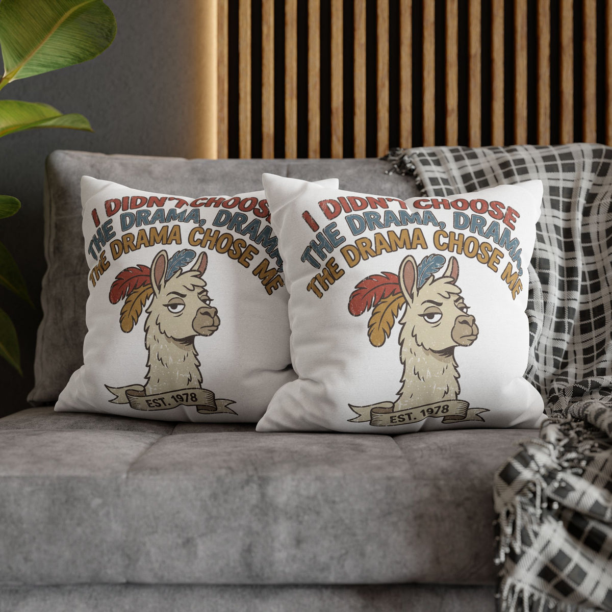 Llama Drama Pillowcase – Funny "I Didn't Choose the Drama, Drama Chose Me" Decorative Cushion Cover