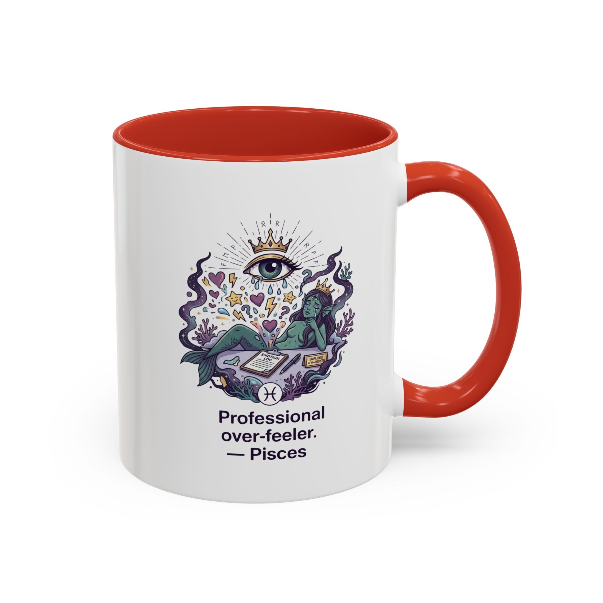 Pisces Coffee Mug — "Professional Over-feeler" Zodiac Accent Mug (11/15oz)