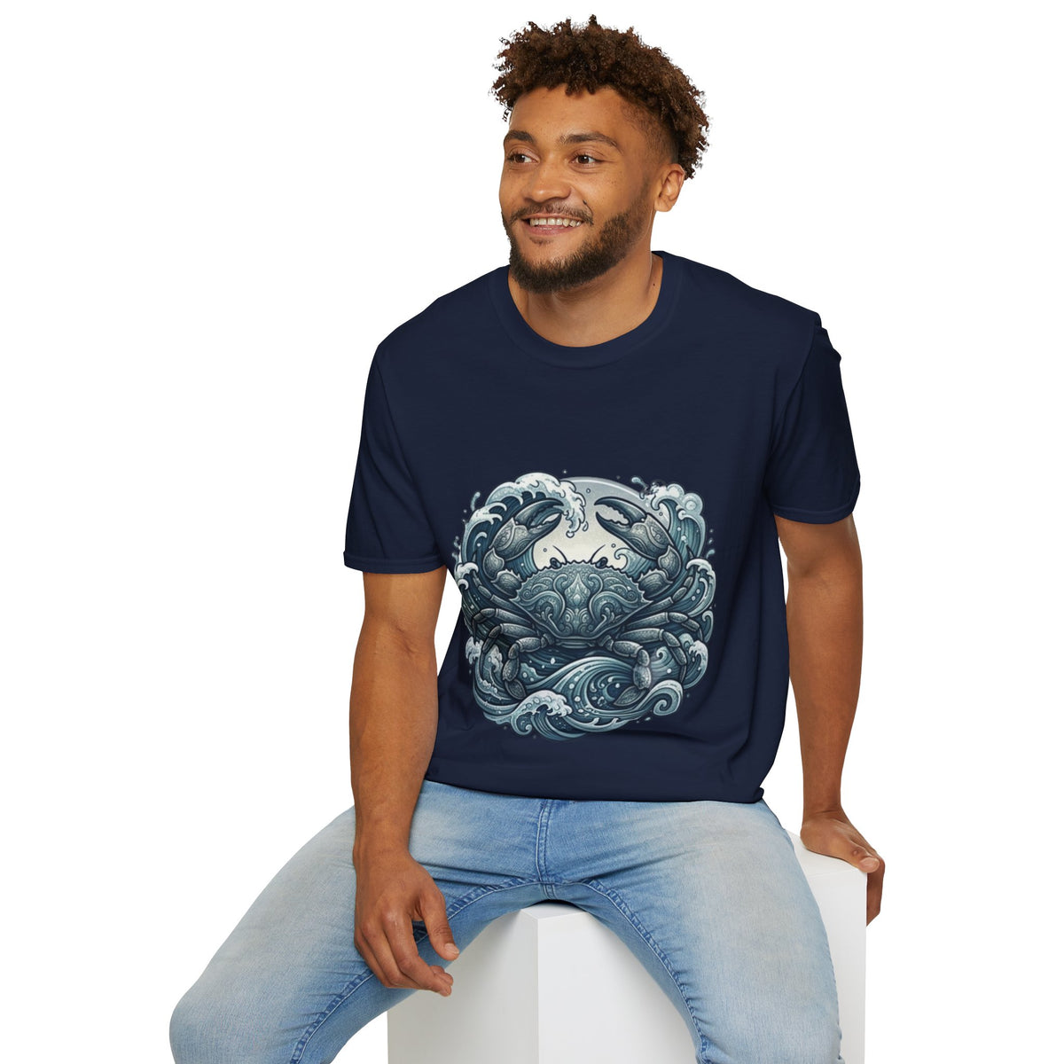 Crab and Waves Graphic T-Shirt — Coastal Oceanic Nautical Tee