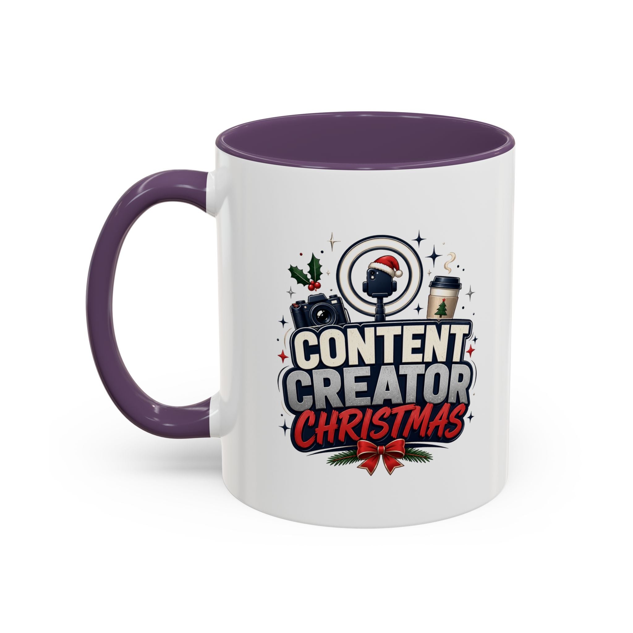 Modern Day Christmas Content Creator Christmas Accent Coffee Mug — Holiday Social Media Gifts (11/15oz)