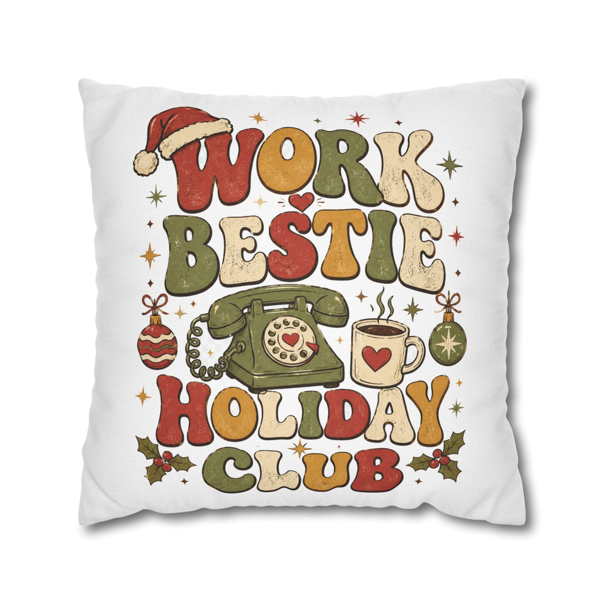 Holiday Work Bestie Pillowcase Modern Day Christmas  — Festive Office Friend Decorative Pillow Cover