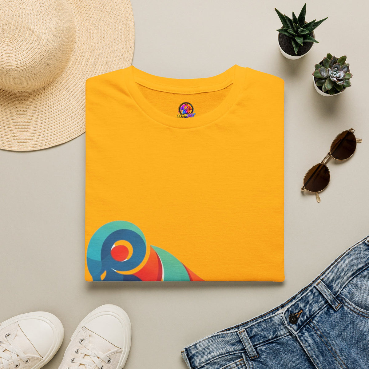 Ram Graphic T-Shirt — Colorful Geometric Sheep/Goat Art