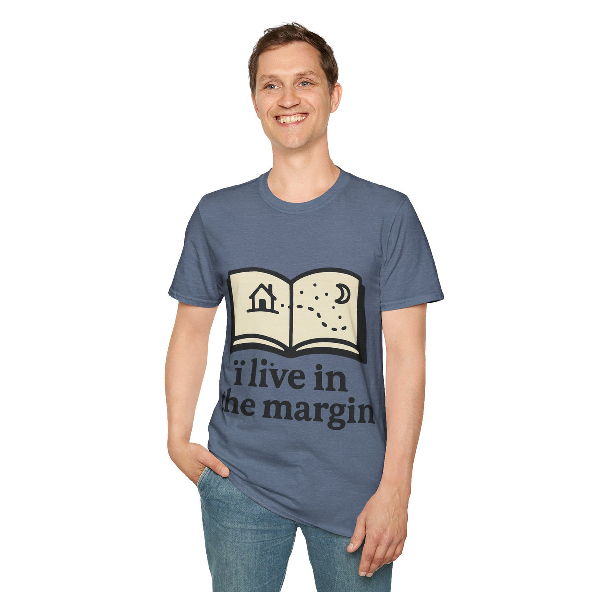 "I Live In The Margin" Bookworm Tee | Cute Celestial Book Graphic T-Shirt - Trending Now - September 2026