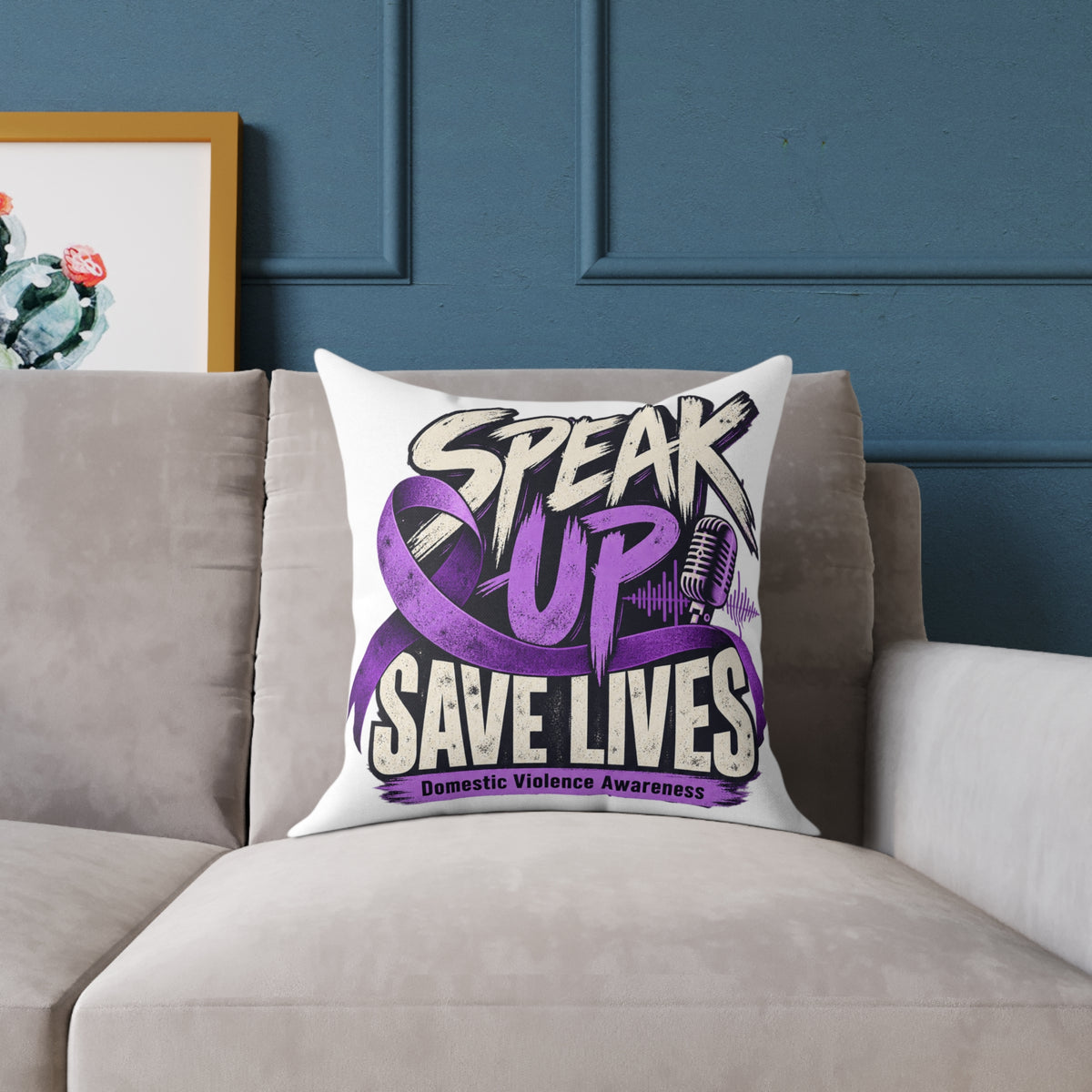 Speak Up — Domestic Violence Awareness Square Pillow