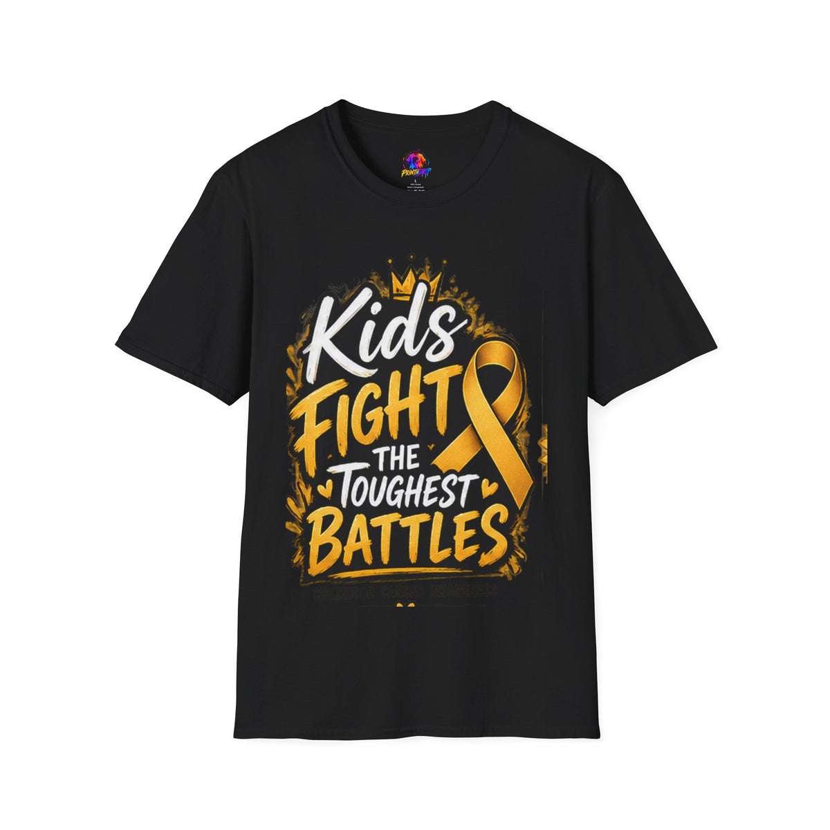 Children's Cancer Awareness T-Shirt — "Kids Fight The Toughest Battles" Gold Ribbon