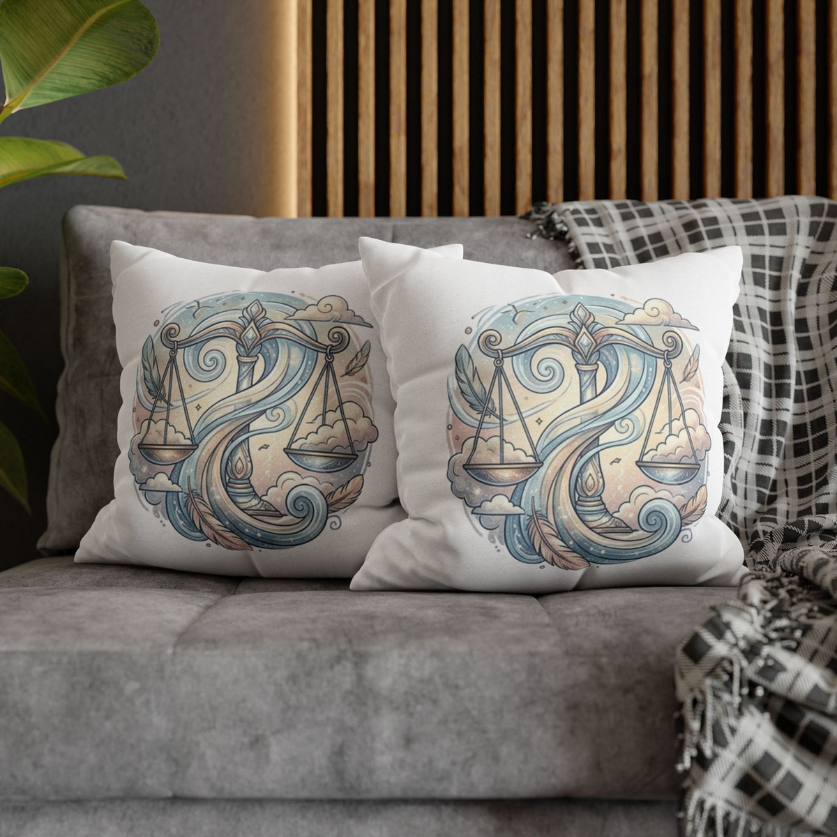 Libra Zodiac Throw Pillow pillowcase — Scales Astrology Decorative Pillowcase