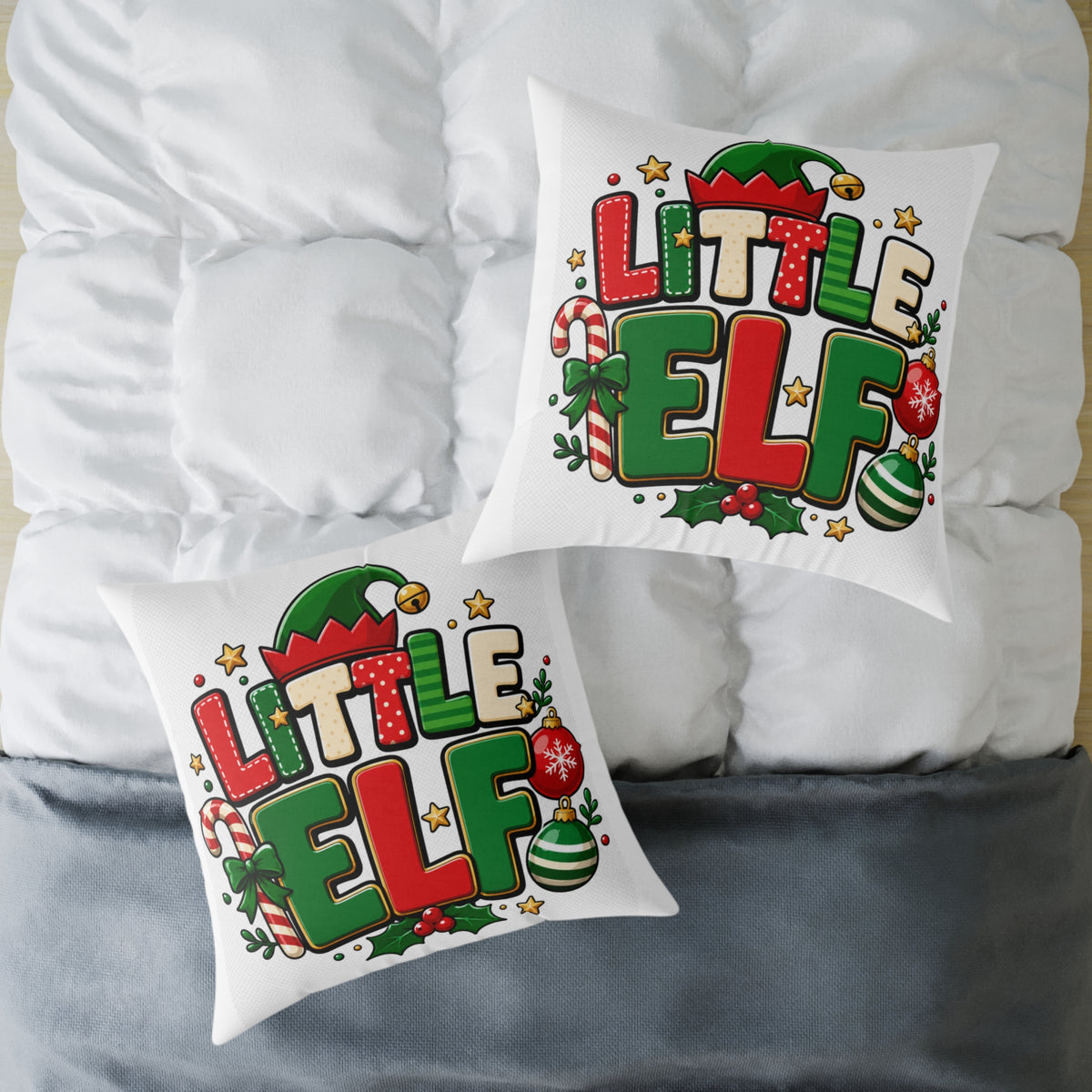 Little Elf Christmas Pillow — Festive Holiday Decorative Throw Pillow