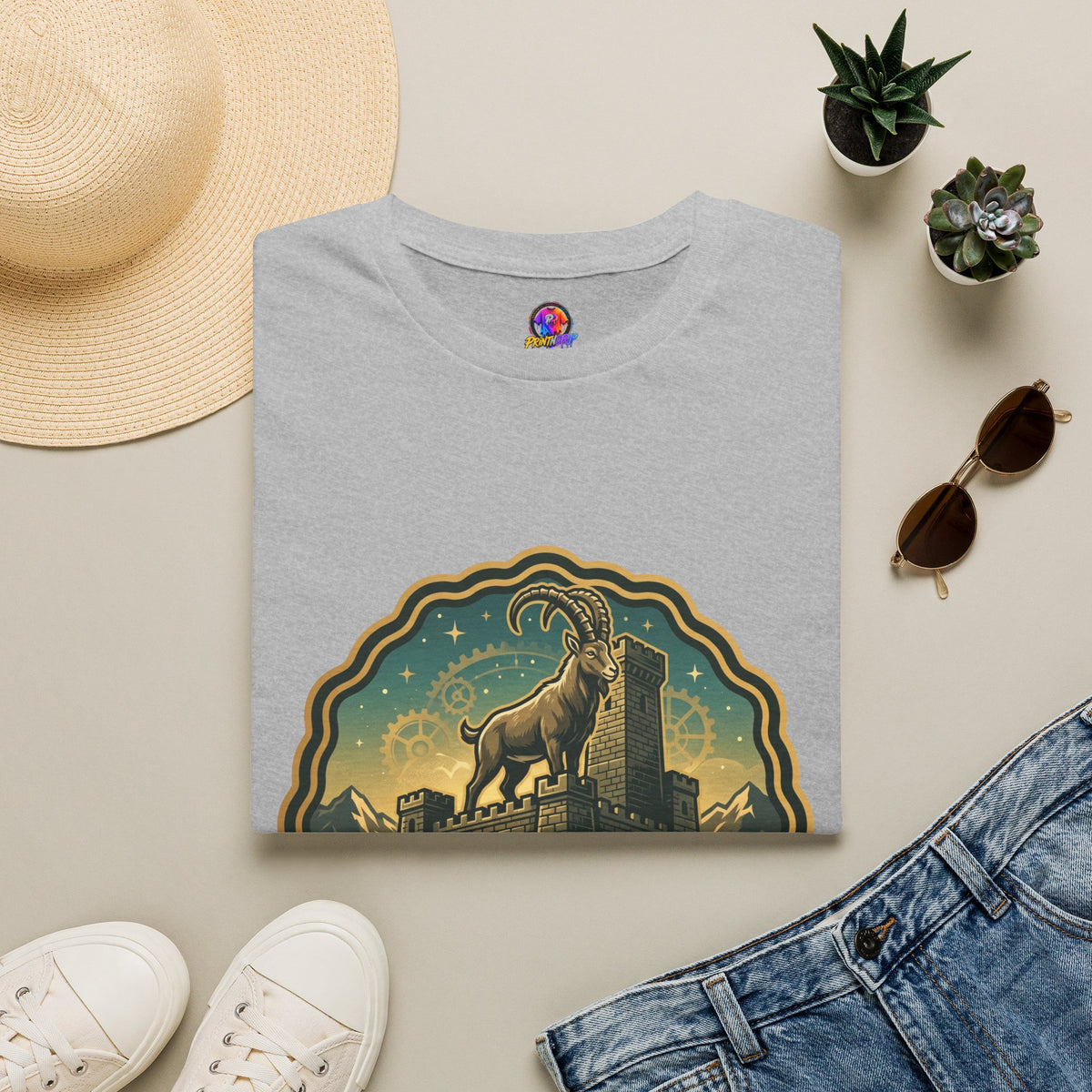 Silent Moves, Loud Results Goat Graphic Tee — Motivational Mountain Goat Shirt