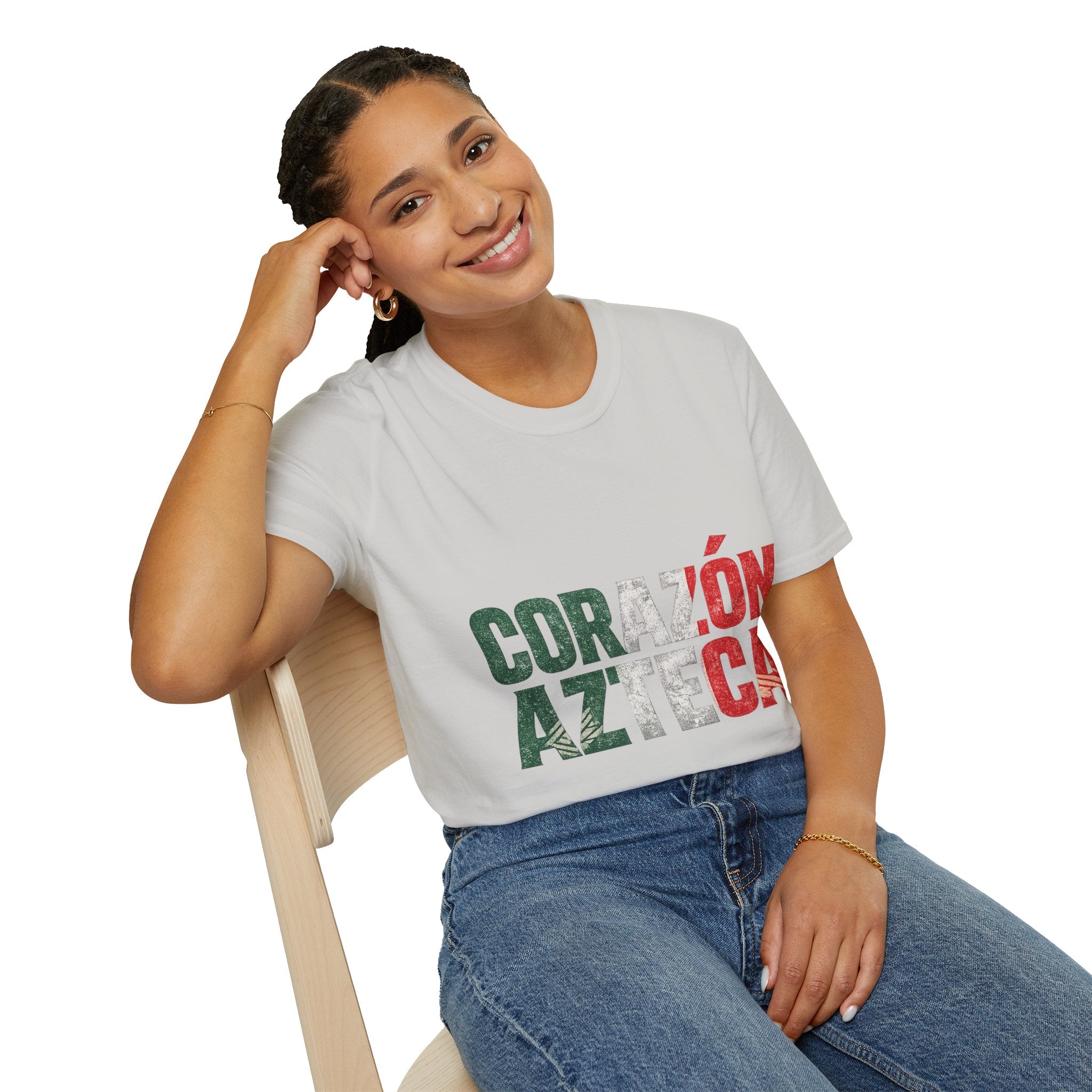 Mexico Corazón Azteca T-Shirt — Mexican Pride Flag Text Tee
