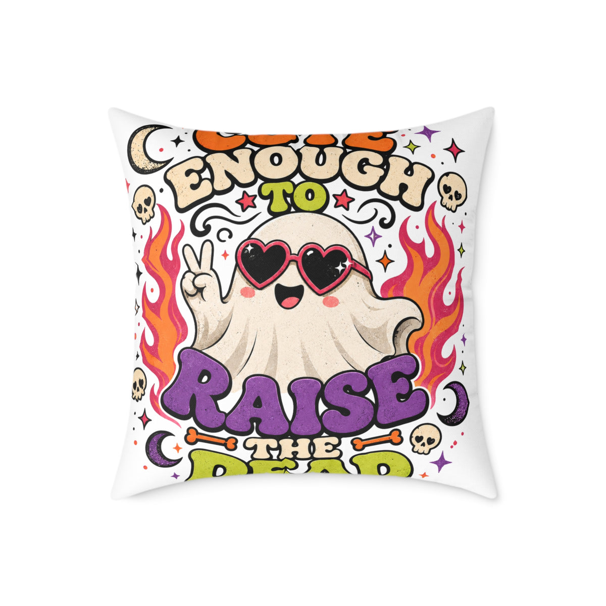 Halloween Pillow — 'Enough to Raise the Dead' Retro Ghost Decorative Throw Pillow