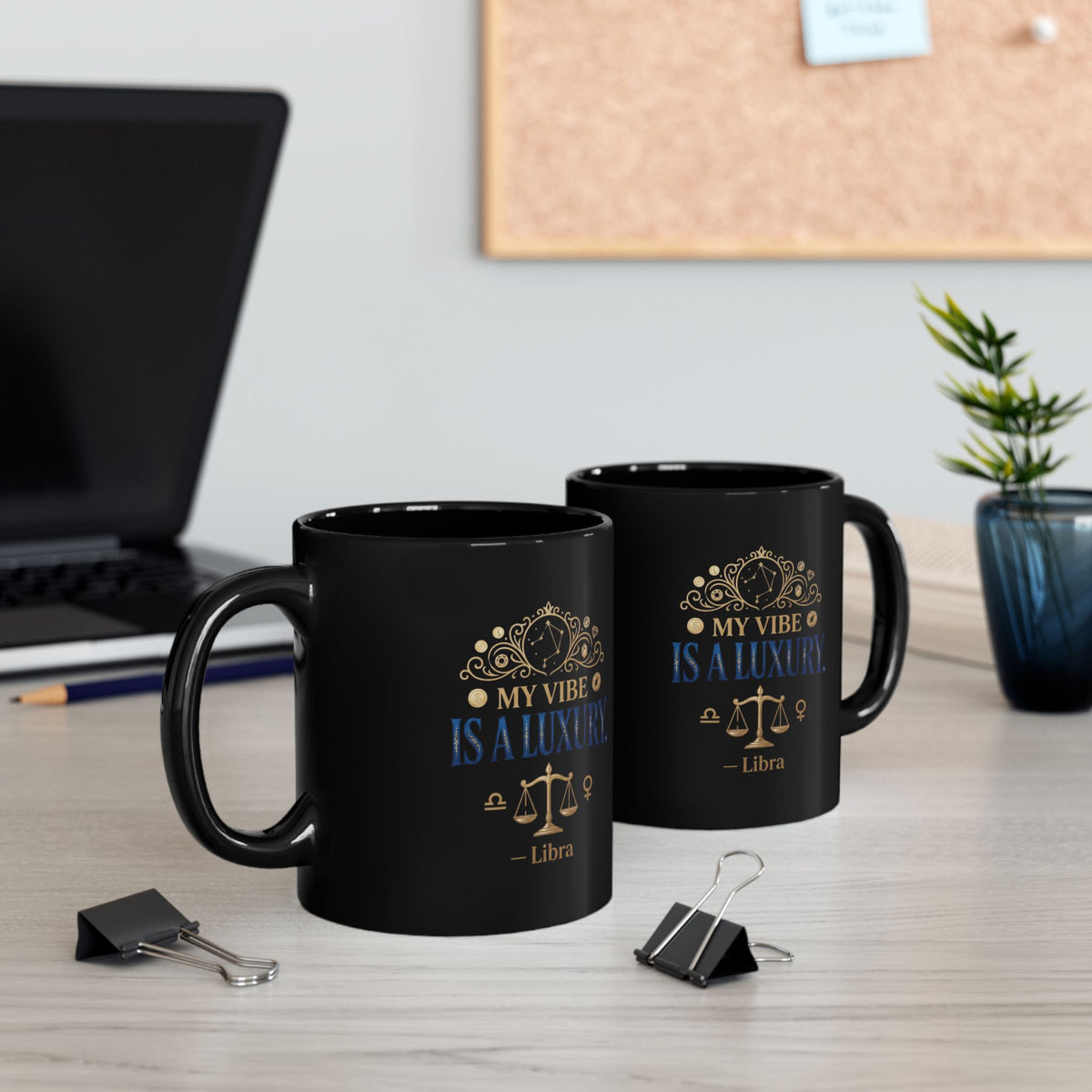 Libra Zodiac Coffee Mug — "My Vibe Is A Luxury" Black