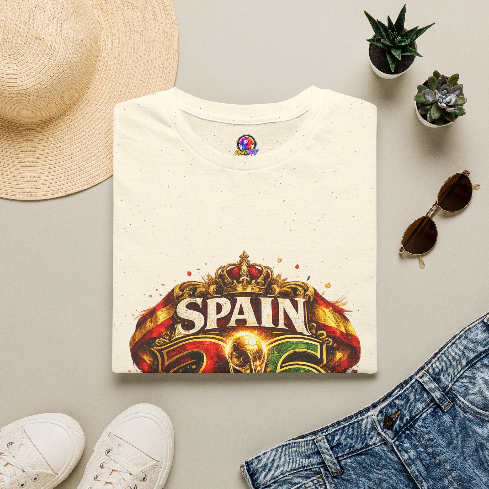Spain 26 Graphic T-Shirt — Vintage Crowned Soccer Fan Tee