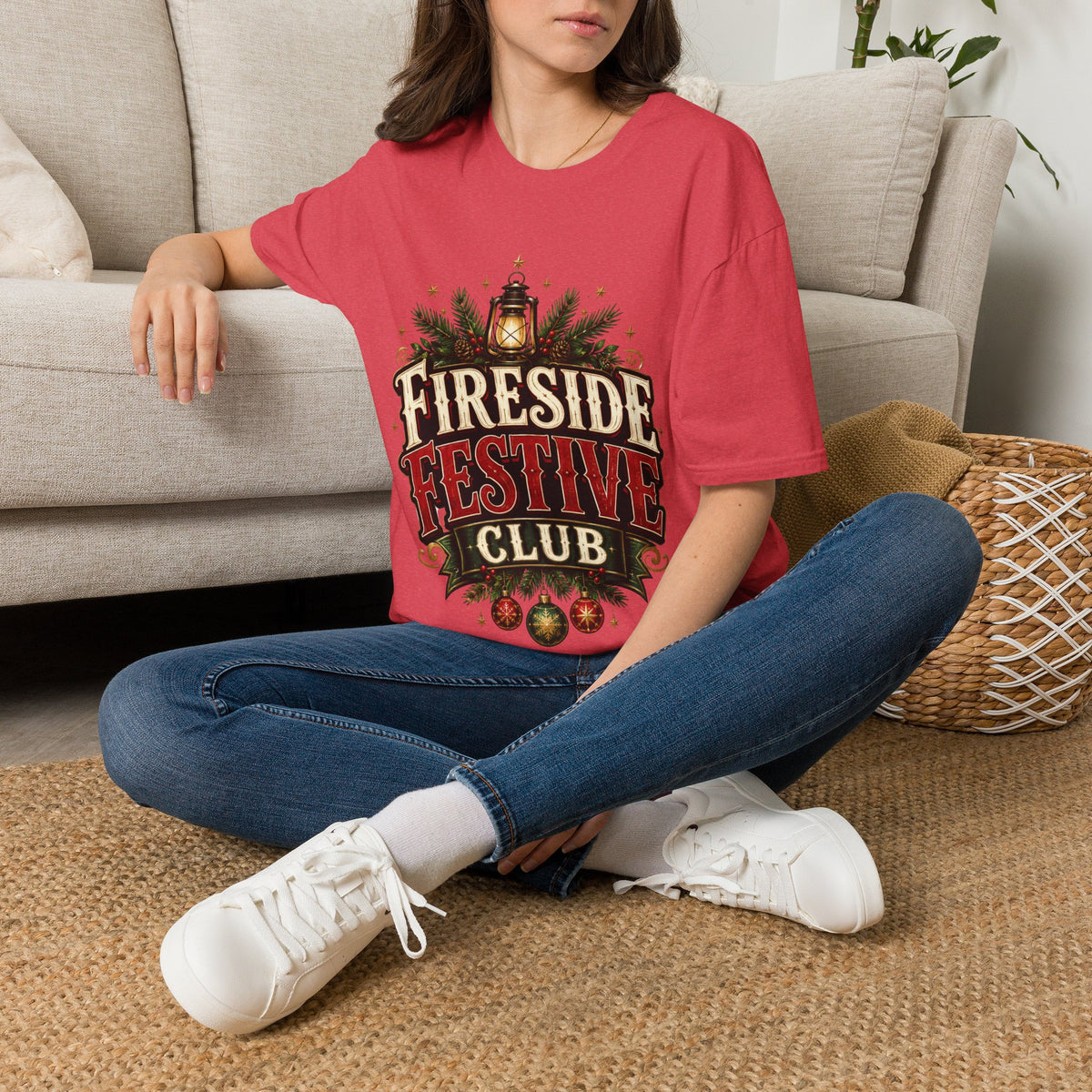 Fireside Festive Club T-Shirt — Cozy Holiday Lantern Graphic Tee