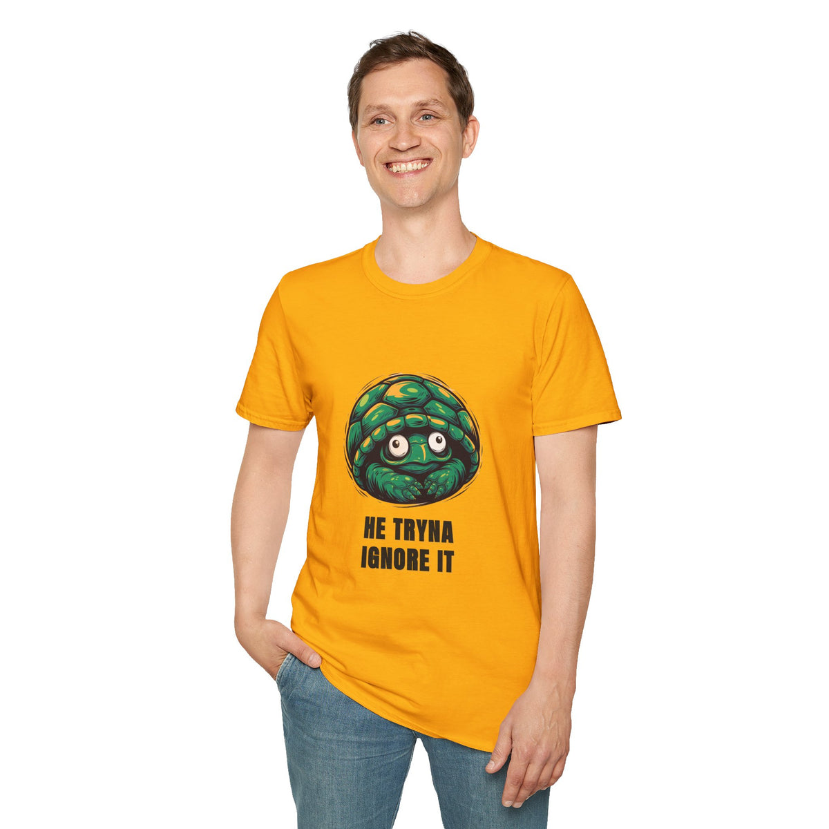 Turtle Peeking T‑Shirt — "He Tryna Ignore It" Cute Cartoon Tee - Trending Now - August 2026