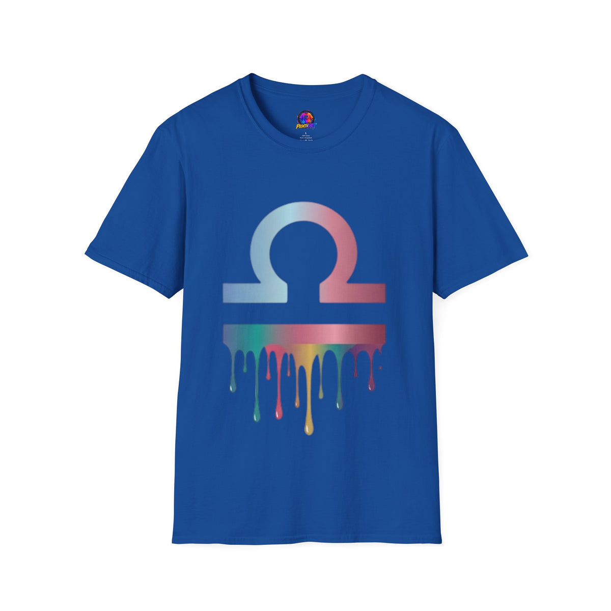 Omega Symbol T-Shirt — Pastel Gradient Drip Design