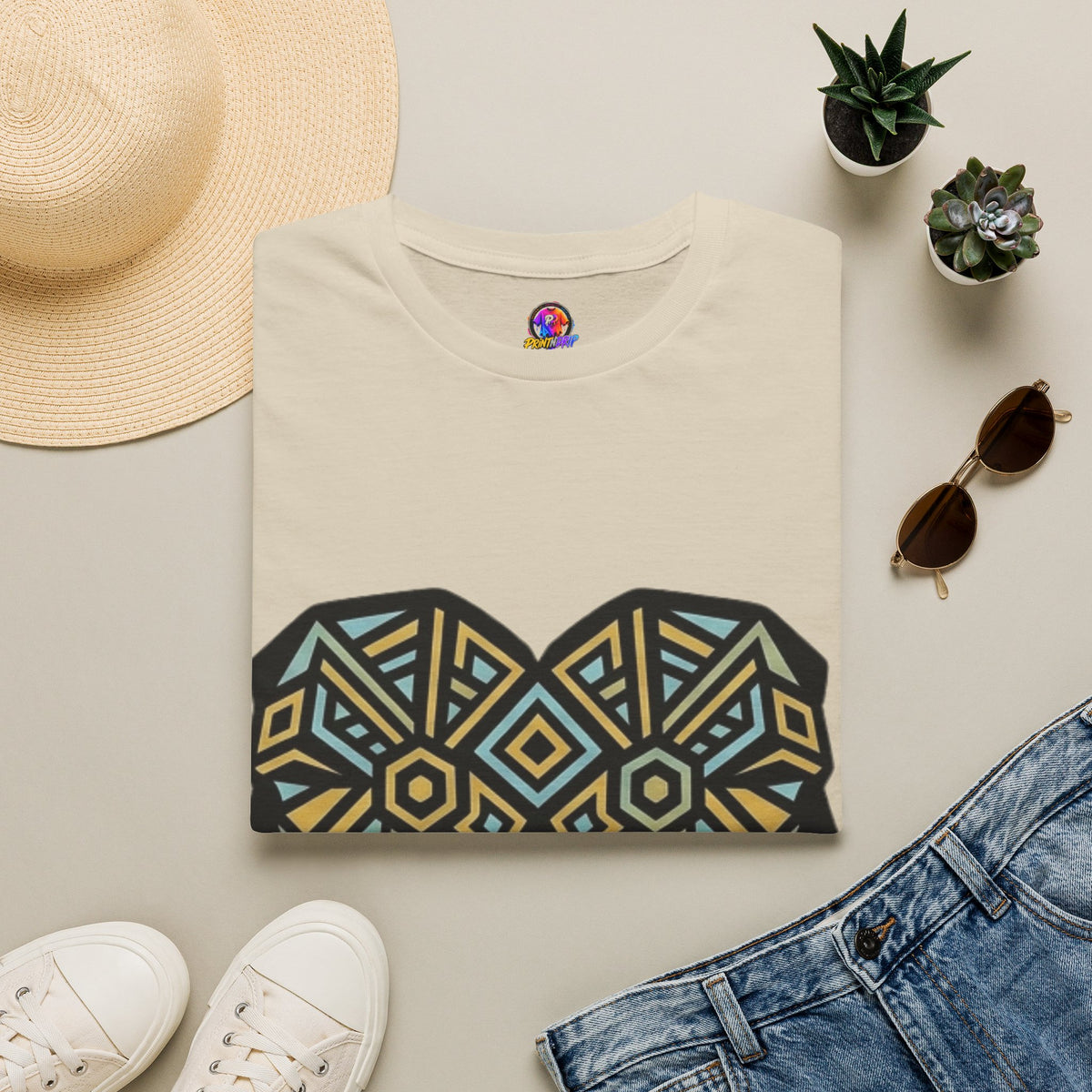 Geometric Elephant Tee — Tribal Mosaic Elephant Graphic T-Shirt