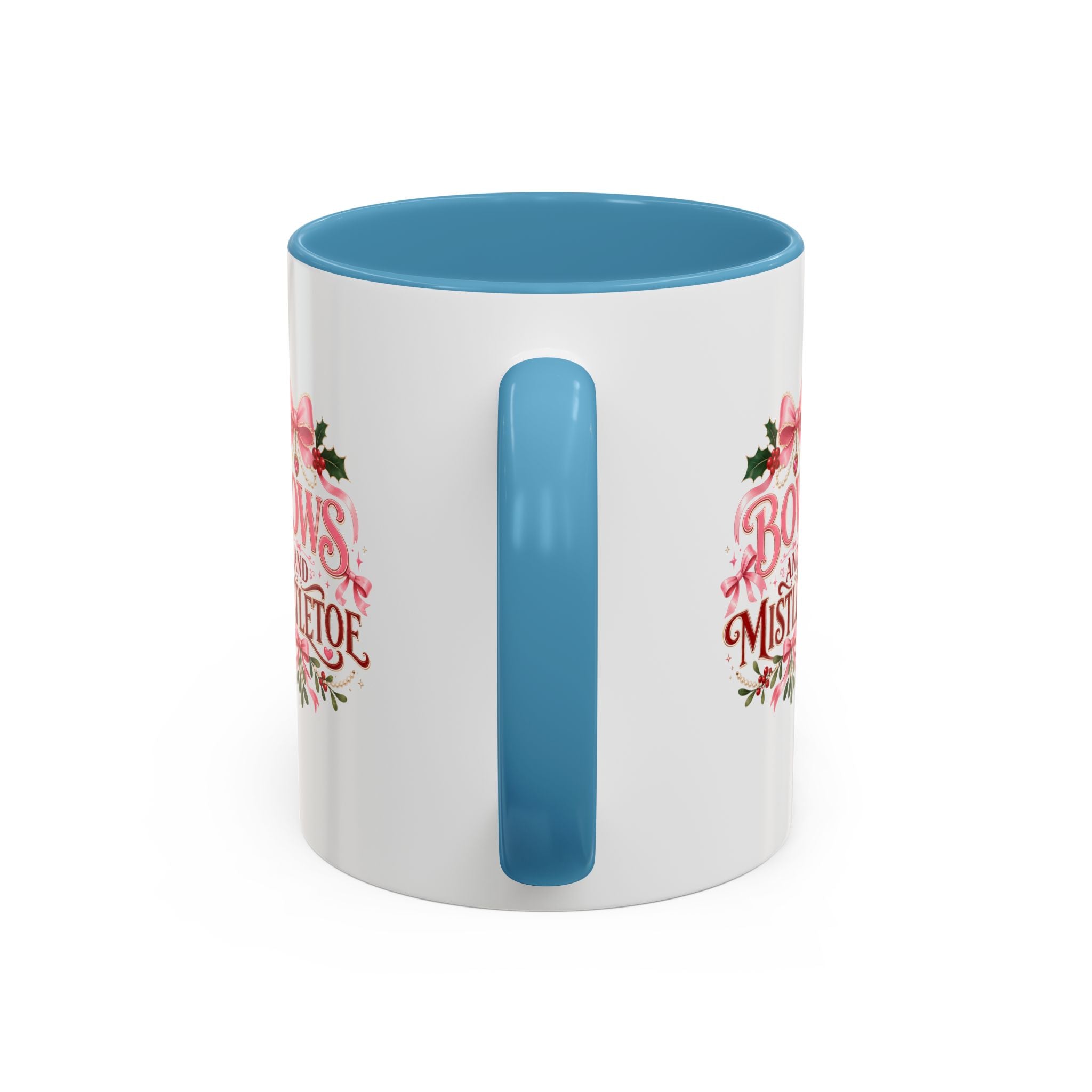 Bows and Mistletoe Accent Coffee Mug — Holiday Floral Christmas Coffee Cup